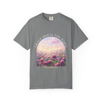 Load image into Gallery viewer, Grace Meets the Dawn Faith T-Shirt — Living Lasting Light Scenic Floral Sunrise Comfort Colors® Graphic Tee