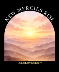 Load image into Gallery viewer, New Mercies Rise Sunrise Faith T-Shirt — Living Lasting Light Inspirational Graphic Comfort Colors® Tee