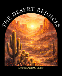 Load image into Gallery viewer, Desert Rejoices Faith T-Shirt — Living Lasting Light Inspirational Cactus Sunrise Comfort Colors® Graphic Tee