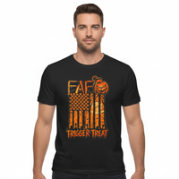 Load image into Gallery viewer, Halloween Flag T-Shirt — "Trigger Treat" Pumpkin Graphic Tee