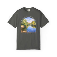 Load image into Gallery viewer, Peace Settles In Faith T-Shirt — Living Lasting Light Scenic River Landscape Nature Art Comfort Colors Graphic Tee