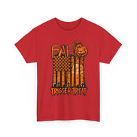 Load image into Gallery viewer, Halloween Flag T-Shirt — "Trigger Treat" Pumpkin Graphic Tee
