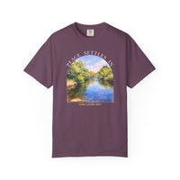 Load image into Gallery viewer, Peace Settles In Faith T-Shirt — Living Lasting Light Scenic River Landscape Nature Art Comfort Colors Graphic Tee
